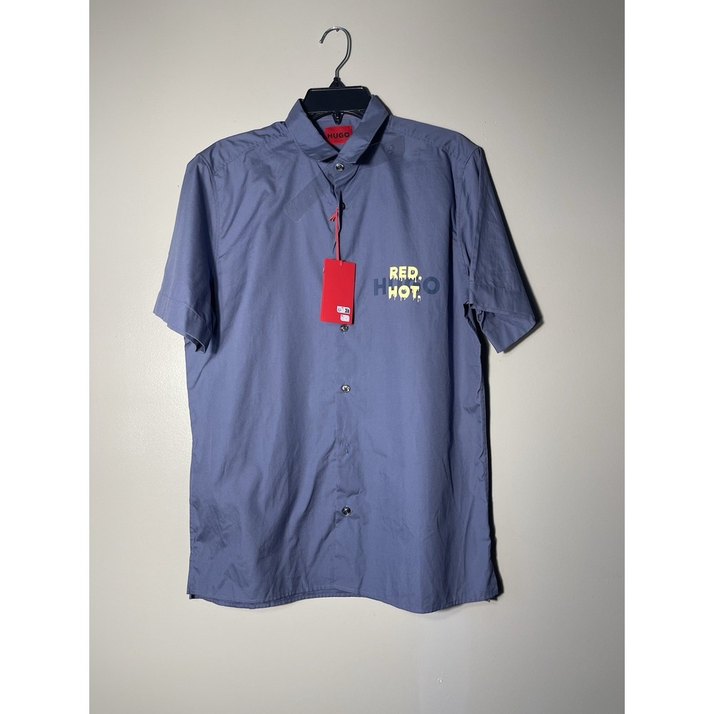 HUGO Hugo Boss Men's "Red Hot" Ebor Casual Button-Front Shirt Blue Sz M NWT